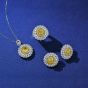 Gift Yellow High-Carbon CZ Sunflower 925 Sterling Silver Necklace