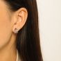 Boucles d'oreilles en argent sterling 925 avec forme de vague ronde creuse géométrique