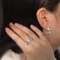 Hermoso anillo ajustable de plata esterlina 925 CZ Star River azul