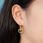 Boucles d'oreilles pendantes en argent sterling 925 à double cœur creux CZ à la mode