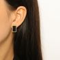 Boucles d'oreilles en argent sterling 925 avec géométrie rectangulaire époxy