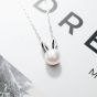 Cute Rabbit Natural Cultured Pearl 925 Sterling Silver Necklace
