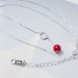 Red Bead CZ Circle 925 Sterling Silver Necklace
