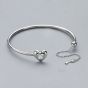 Fashion nable Simple Adjustable Heart 925 Sterling Silver Bangle