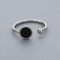 Elegant Black Round Bead 925 Sterling Silver Adjustable Ring