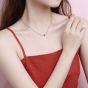 520 An CZ Arrow Piercing Red Heart 925 Sterling Silver Necklace