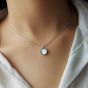 Simple Round Mother of Shell 925 Sterling Silver Necklace