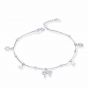 Girl Hollow CZ Bowknot Stars 925 Sterling Silver Anklet