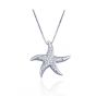 Elegant CZ Star Fish 925 Sterling Silver Pendant