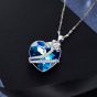 Fashion Blue Austrian Crystal 925 Sterling Silver Bijou Flower Necklace