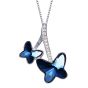 Sweet Large Small Austrian Crystal Butterfly 925 Silver CZ Pendant