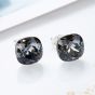 Fashion Simple Square Natural Crystal 925 Sterling Silver Studs Earrings