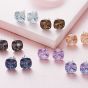 Fashion Simple Square Natural Crystal 925 Sterling Silver Studs Earrings