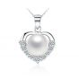 CZ Heart Solid 925 Sterling Silver Pearl Pendant Setting