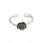 Flor rosa vintage 925 anillo ajustable de plata esterlina