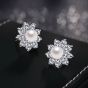 Flower CZ Shell Pearl 925 Silver Studs Earrings