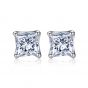 Simple Square CZ 925 Sterling Silver Stud Earrings