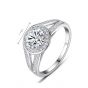 Simple CZ Round Disc 925 Silver Ring