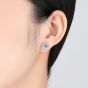 Simple Round CZ Flower 925 Sterling Silver Studs Earrings