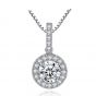 Simple Round CZ Flower 925 Sterling Silver Necklace