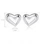 Simple Hollow Heart 925 Sterling Silver Studs Earrings