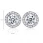 Simple Hollow Round CZ 925 Sterling Silver Studs Earrings