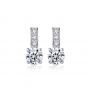 Simple Round CZ 925 Sterling Silver Long Studs Earrings