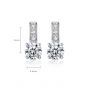 Simple Round CZ 925 Sterling Silver Long Studs Earrings