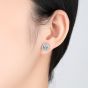 Simple Square Round CZ 925 Sterling Silver Studs Earrings
