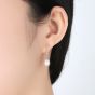 Half-Round Natural Pearl CZ 925 Silver Dangling Earrings