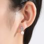 X CZ Natural Pearl 925 Silver Dangling Earrings