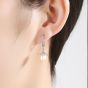 Waterdrop CZ Natural Pearl 925 Silver Hoop Earrings