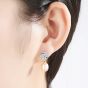 CZ Flower Natural Pearl 925 Silver Dangling Earrings