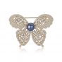 CZ Butterfly Round Natural Pearl 925 Broche en argent