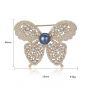 CZ Butterfly Round Natural Pearl 925 Silver Brooch