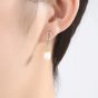 CZ Hollow Natural Pearl 925 Silver Dangling Earrings
