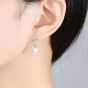 CZ Leaves Natural Pearl 925 Silver Dangling Earrings