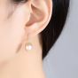 CZ Hollow Natural Pearl 925 Silver Dangling Earrings