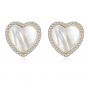Heart Shell 925 Silver CZ Studs Earrings