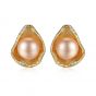 Round Natural Pearl 925 Silver Studs Shell Earrings
