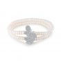 CZ Butterfly Double Natural Pearl 925 Silver Bracelet