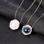 Geometry Round Natural Pearl 925 Sterling Silver Necklace