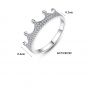 Precioso anillo de plata de ley CZ Crown 925 para mujer
