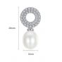 Simple CZ Circle Natural Pearl 925 Silver Dangling Earrings