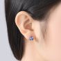 Bonito creado nano ruso Esmeralda 925 Sterling Silver Stud Earrings