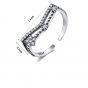 Retro Double CZ Star 925 Sterling Silver Adjustable Ring