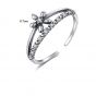 Retro Double CZ Flower 925 Sterling Silver Adjustable Ring