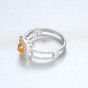 Modern Yellow Round CZ Geometry 925 Sterling Silver Ring