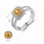 Modern Yellow Round CZ Geometry 925 Sterling Silver Ring