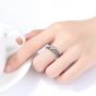 Vintage CZ Hollow Leaves Double 925 Sterling Silver Adjustable Ring